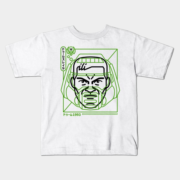 Cyber Helmet Doomslayer v1 Kids T-Shirt by demonigote